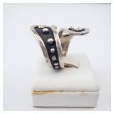 Sterling Silver Wrap Ring with Black Enamel & Bead Accents. Size 8 Sterling Silver Wrap Ring with Black Enamel & Bead Accents. Size 8