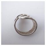 Sterling Silver Wrap Ring with Black Enamel & Bead Accents. Size 8 Sterling Silver Wrap Ring with Black Enamel & Bead Accents. Size 8