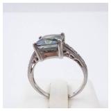 Mystic Topaz Sterling Silver Ring - Size 7 - Cushion Cut with Pavé Band Mystic Topaz Sterling Silver Ring - Size 7 - Cushion Cut with Pavé Band
