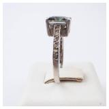 Mystic Topaz Sterling Silver Ring - Size 7 - Cushion Cut with Pavé Band Mystic Topaz Sterling Silver Ring - Size 7 - Cushion Cut with Pavé Band