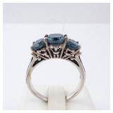 London Blue Topaz Sterling Silver Ring - Three-Stone, Size 8 London Blue Topaz Sterling Silver Ring - Three-Stone, Size 8