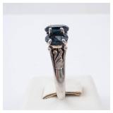London Blue Topaz Sterling Silver Ring - Three-Stone, Size 8 London Blue Topaz Sterling Silver Ring - Three-Stone, Size 8