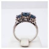 London Blue Topaz Sterling Silver Ring - Three-Stone, Size 8 London Blue Topaz Sterling Silver Ring - Three-Stone, Size 8