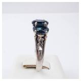 London Blue Topaz Sterling Silver Ring - Three-Stone, Size 8 London Blue Topaz Sterling Silver Ring - Three-Stone, Size 8