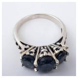 London Blue Topaz Sterling Silver Ring - Three-Stone, Size 8 London Blue Topaz Sterling Silver Ring - Three-Stone, Size 8