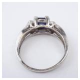 Tanzanite & Created Opal Sterling Ring - Size 9 Tanzanite & Created Opal Sterling Ring - Size 9