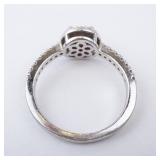 Sterling Silver Ring - Lab-Grown Ruby & CZ, Size 8 Sterling Silver Ring - Lab-Grown Ruby & CZ, Size 8