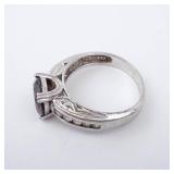 CZ & Garnet Sterling Silver Ring Size 8 CZ & Garnet Sterling Silver Ring Size 8