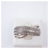 Silver-tone Beaded Multi-Band Ring with Granulated Dots - Stacking Style, Size 8. Silver-tone Beaded Multi-Band Ring with Granulated Dots - Stacking Style, Size 8.