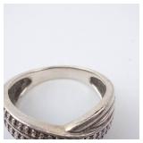 Silver-tone Beaded Multi-Band Ring with Granulated Dots - Stacking Style, Size 8. Silver-tone Beaded Multi-Band Ring with Granulated Dots - Stacking Style, Size 8.