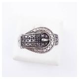 Thai 925 FAS Ring - Sterling Silver Beaded Dome Top, Intricate Textured Band & Triangular Side Thai 925 FAS Ring - Sterling Silver Beaded Dome Top, Intricate Textured Band & Triangular Side