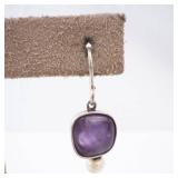 Amethyst & Pearl Sterling Silver Dangle Earrings Amethyst & Pearl Sterling Silver Dangle Earrings