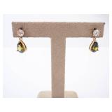 Vermeil Earrings - Round Clear CZ Top & Pear-Peridot Teardrop Drop Vermeil Earrings - Round Clear CZ Top & Pear-Peridot Teardrop Drop