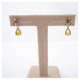 Vermeil Earrings - Round Clear CZ Top & Pear-Peridot Teardrop Drop Vermeil Earrings - Round Clear CZ Top & Pear-Peridot Teardrop Drop