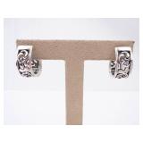 Floral Intricate Huggie Sterling Silver Earrings Floral Intricate Huggie Sterling Silver Earrings