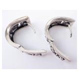 Floral Intricate Huggie Sterling Silver Earrings Floral Intricate Huggie Sterling Silver Earrings