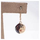 KC Two-Tone Disk Earrings - Black Enamel Half & Gold Tone, Lever-Back Drops KC Two-Tone Disk Earrings - Black Enamel Half & Gold Tone, Lever-Back Drops