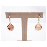 KC Two-Tone Disk Earrings - Black Enamel Half & Gold Tone, Lever-Back Drops KC Two-Tone Disk Earrings - Black Enamel Half & Gold Tone, Lever-Back Drops