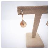 KC Two-Tone Disk Earrings - Black Enamel Half & Gold Tone, Lever-Back Drops KC Two-Tone Disk Earrings - Black Enamel Half & Gold Tone, Lever-Back Drops