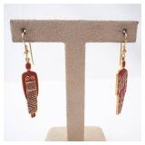 Tribal Red Enamel Drop Earrings - Gold-Tone (Pair) Tribal Red Enamel Drop Earrings - Gold-Tone (Pair)