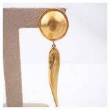 Pair of Givenchi Gold Tone Drop Earrings - Round Stud Top & Long Teardrop Dangles Pair of Givenchi Gold Tone Drop Earrings - Round Stud Top & Long Teardrop Dangles