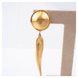 Pair of Givenchi Gold Tone Drop Earrings - Round Stud Top & Long Teardrop Dangles Pair of Givenchi Gold Tone Drop Earrings - Round Stud Top & Long Teardrop Dangles