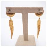 Pair of Givenchi Gold Tone Drop Earrings - Round Stud Top & Long Teardrop Dangles Pair of Givenchi Gold Tone Drop Earrings - Round Stud Top & Long Teardrop Dangles