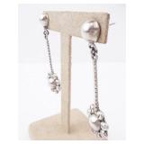 Sterling Silver Flower Drop Earrings TM-194 - Mexico Sterling Silver Flower Drop Earrings TM-194 - Mexico