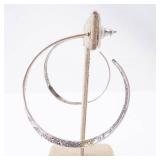 Sterling Silver Hoop Earrings - Large Twisted Textured Sterling Silver Hoop Earrings - Large Twisted Textured