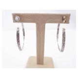 Sterling Silver Hoop Earrings - Large Twisted Textured Sterling Silver Hoop Earrings - Large Twisted Textured