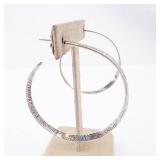 Sterling Silver Hoop Earrings - Large Twisted Textured Sterling Silver Hoop Earrings - Large Twisted Textured