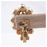 Weiss Clip-On Earrings Emerald Green Cabochon Halo of Green Crystals Weiss Clip-On Earrings Emerald Green Cabochon Halo of Green Crystals