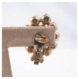 Weiss Clip-On Earrings Emerald Green Cabochon Halo of Green Crystals Weiss Clip-On Earrings Emerald Green Cabochon Halo of Green Crystals