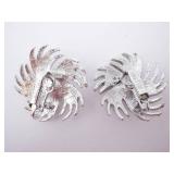 Monet Pearl Center Burst Clip-On Earrings - Silver Tone Monet Pearl Center Burst Clip-On Earrings - Silver Tone
