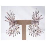 Crystal Sunburst Rhinestone Pierced Earrings - Clear Sparkle Crystal Sunburst Rhinestone Pierced Earrings - Clear Sparkle