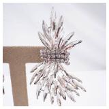 Crystal Sunburst Rhinestone Pierced Earrings - Clear Sparkle Crystal Sunburst Rhinestone Pierced Earrings - Clear Sparkle