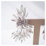 Crystal Sunburst Rhinestone Pierced Earrings - Clear Sparkle Crystal Sunburst Rhinestone Pierced Earrings - Clear Sparkle