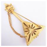 Guitar Pendant Necklace - Gold-Tone Triangle with Turquoise Cabochons Guitar Pendant Necklace - Gold-Tone Triangle with Turquoise Cabochons