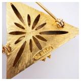 Guitar Pendant Necklace - Gold-Tone Triangle with Turquoise Cabochons Guitar Pendant Necklace - Gold-Tone Triangle with Turquoise Cabochons