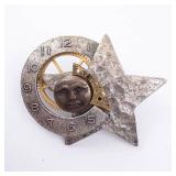 Steampunk Starburst Brooch with Clock Dial Sun Face - Vintage Metal Pendant Steampunk Starburst Brooch with Clock Dial Sun Face - Vintage Metal Pendant