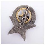 Steampunk Starburst Brooch with Clock Dial Sun Face - Vintage Metal Pendant Steampunk Starburst Brooch with Clock Dial Sun Face - Vintage Metal Pendant