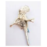 Blue Macaw Parrot Enamel Brooch - Gold Tone with Branch Accent Blue Macaw Parrot Enamel Brooch - Gold Tone with Branch Accent