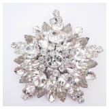 Crystal Rhinestone Brooch - Starburst Design with Clear Stones, Silver-Tone Crystal Rhinestone Brooch - Starburst Design with Clear Stones, Silver-Tone