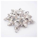 Crystal Rhinestone Brooch - Starburst Design with Clear Stones, Silver-Tone Crystal Rhinestone Brooch - Starburst Design with Clear Stones, Silver-Tone