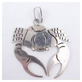 Sterling Silver Cancer Zodiac Sign Pendant - Crab Motif Necklace Charm Sterling Silver Cancer Zodiac Sign Pendant - Crab Motif Necklace Charm