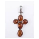 Baltic Amber Sterling Silver Cross Pendant Baltic Amber Sterling Silver Cross Pendant