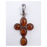 Baltic Amber Sterling Silver Cross Pendant Baltic Amber Sterling Silver Cross Pendant