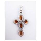 Baltic Amber Sterling Silver Cross Pendant Baltic Amber Sterling Silver Cross Pendant
