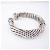 Amethyst Sterling Silver Hinge Cuff Bracelet - Twisted Rope Design Amethyst Sterling Silver Hinge Cuff Bracelet - Twisted Rope Design