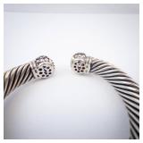 Amethyst Sterling Silver Hinge Cuff Bracelet - Twisted Rope Design Amethyst Sterling Silver Hinge Cuff Bracelet - Twisted Rope Design